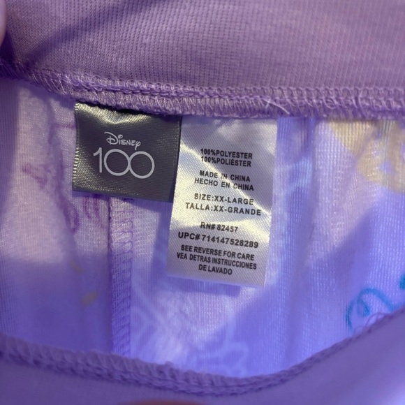 Disney 100th anniversary fleece Drawstring Waist Purple Lounge Pants NWT XXL - Picture 3 of 6